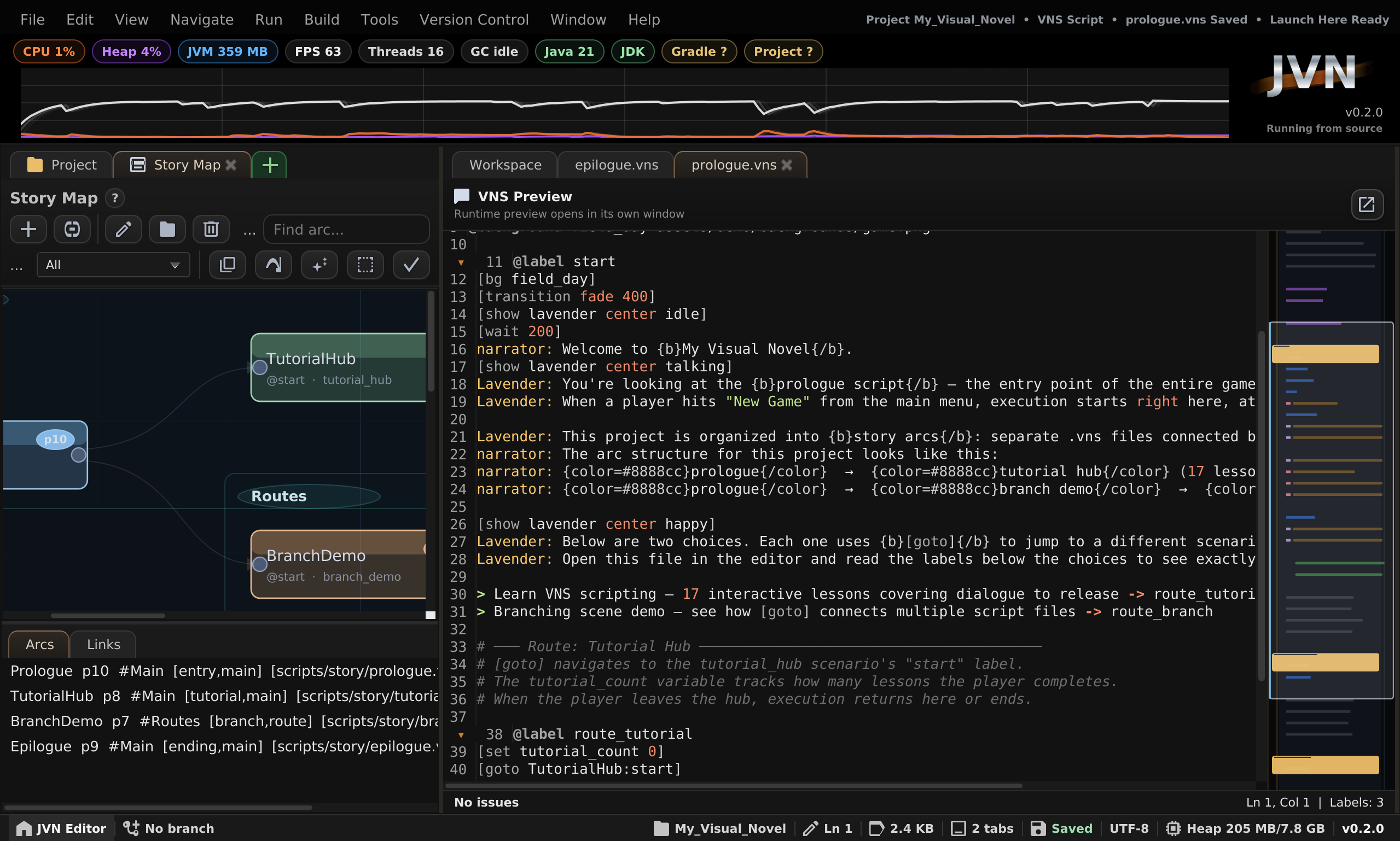 JVN editor main menu screenshot